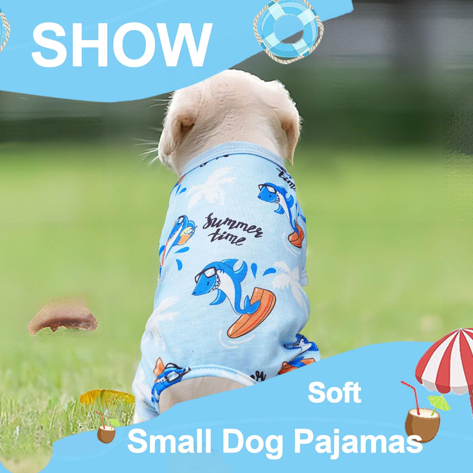 Dog Pajamas For Small Dogs - Cute Summer Puppy Clothes, Soft Stretchy Pjs For Boy Girl Doggie (Small)